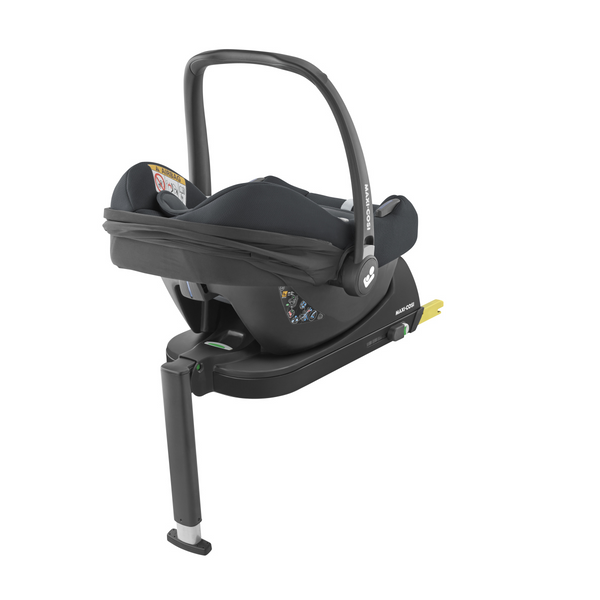 Cadeira auto MAXI-COSI CabrioFix i-Size ultraleve com apenas 3,2 kg, homologada i-Size, compatível com base ISOFIX ou cinto de segurança, capota com proteção UV e utilização desde o nascimento até aos 75 cm. Essential Graphite