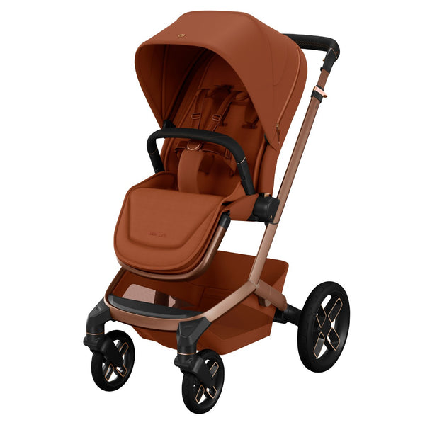 Carrinho Maxi-Cosi Fame com assento reclinável, sistema LumiRide LED, suspensão CosiCruise, apoio de braços e compatibilidade com cadeiras auto SlideTech® copper terra