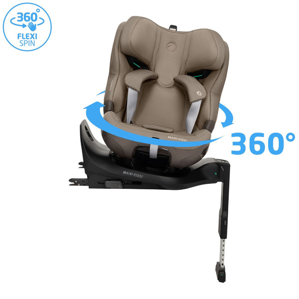 Cadeira auto Maxi-Cosi Emerald 360 Plus com rotação 360 e ISOFIX integrado desde nascimento até 12 anos na cor authentic truffle