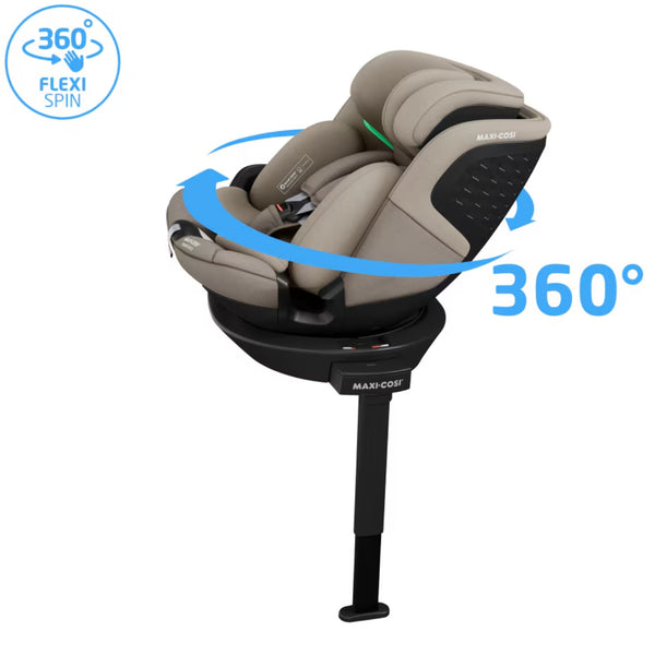Cadeira auto MAXI-COSI Emerald 360 S dos 40 aos 150 cm com rotação FlexiSpin 360°, proteção lateral G-CELL e base ISOFIX integrada. Bege