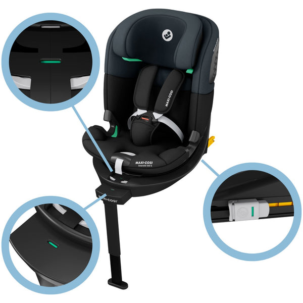 Maxi-Cosi Emerald 360 S i-Size com rotação FlexiSpin 360°, proteção lateral G-CELL e utilização desde o nascimento até aos 12 anos (40-150 cm). Tonal Black