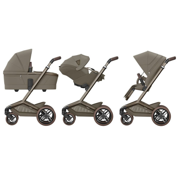 Maxi-Cosi Fame Trio Premium com carrinho Fame, Alcofa Fame, Pebble Slide Pro², Base FamilyFix Slide Pro e adaptadores, sistema de viagem completo com tecnologia SlideTech®, reclinação totalmente deitada, ISOFIX e conforto premium desde o nascimento OAK truffle