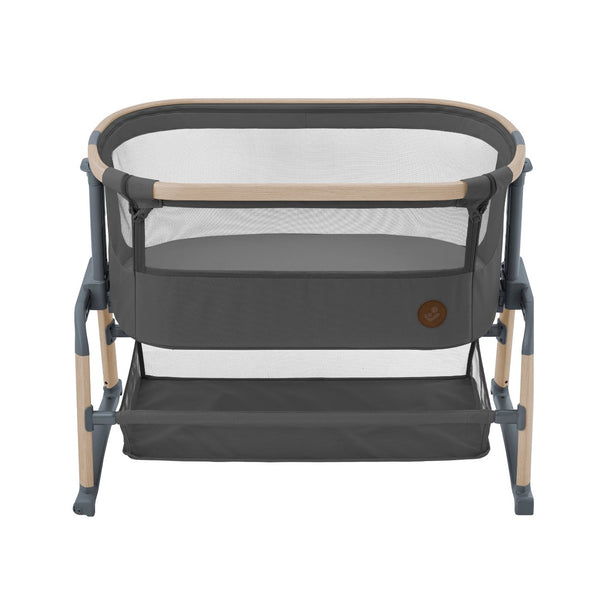 Berço co-sleeper Maxi-Cosi Iora Air com colchão confortável e malha respirável na cor Beyond graphite eco