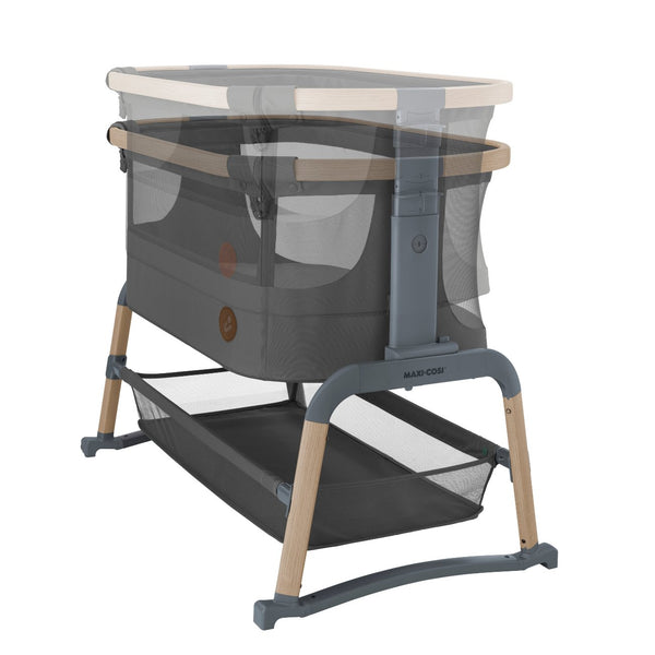 Berço co-sleeper Maxi-Cosi Iora Air com colchão confortável e malha respirável na cor Beyond graphite eco