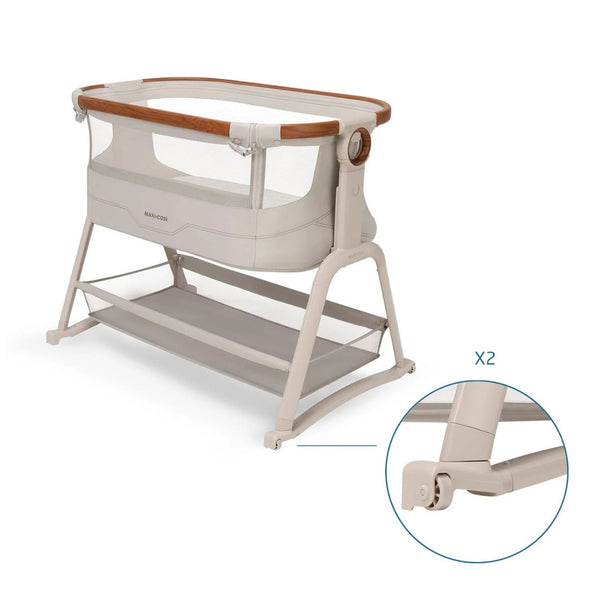 Berço co-sleeper Maxi-Cosi Iora Plus com colchão CloudSoft e lateral rebatível Cor Elegance Beige