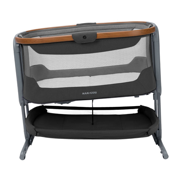 Berço co-sleeper Maxi-Cosi Iora Pro com colchão CloudCore, função de embalar, malha respirável 360°, ajuste de altura e conversão para berço autónomo cor graphite