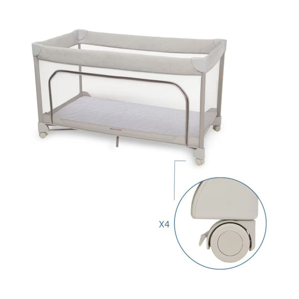Cama de viagem Maxi-Cosi Merlin dobrável com colchão CloudCore e abertura rápida na cor Beige