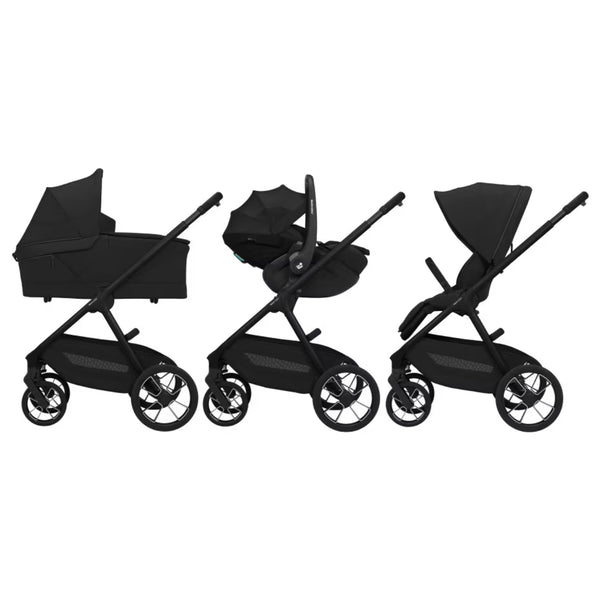 Carrinho Maxi-Cosi Oxford leve com fecho automático FlashFold, assento reclinável e suspensão nas 4 rodas black onyx