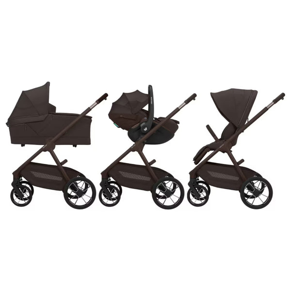 Carrinho Maxi-Cosi Oxford leve com fecho automático FlashFold, assento reclinável e suspensão nas 4 rodas espresso brown