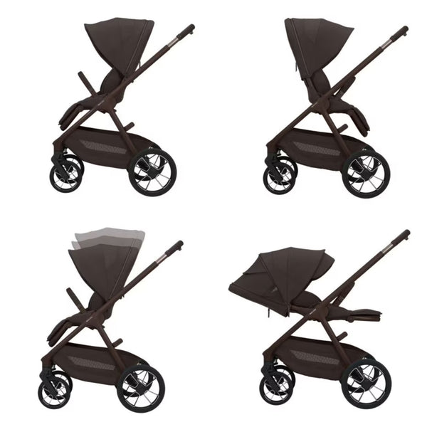 Carrinho Maxi-Cosi Oxford leve com fecho automático FlashFold, assento reclinável e suspensão nas 4 rodas espresso brown