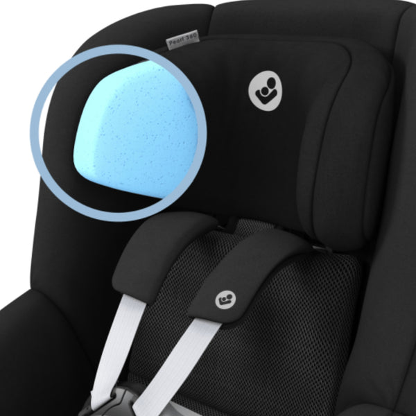 Cadeira auto MAXI-COSI Pearl 360 Pro 2 i-Size com rotação de 360°, tecnologia FlexiSpin, proteção lateral G-CELL, ventilação ClimaFlow e utilização em contra marcha até aos 4 anos. Authentic Black