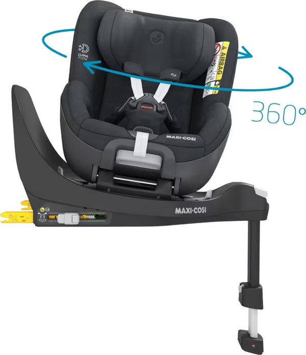 Cadeira auto MAXI-COSI Pearl 360 Pro 2 i-Size com rotação de 360°, tecnologia FlexiSpin, proteção lateral G-CELL, ventilação ClimaFlow e utilização em contra marcha até aos 4 anos. Authentic Graphite