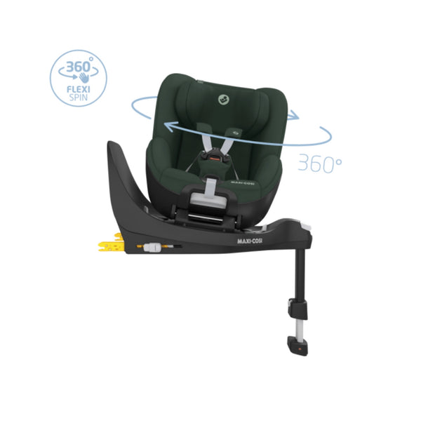 Cadeira auto MAXI-COSI Pearl 360 Pro 2 i-Size com rotação de 360°, tecnologia FlexiSpin, proteção lateral G-CELL, ventilação ClimaFlow e utilização em contra marcha até aos 4 anos. Authentic Green