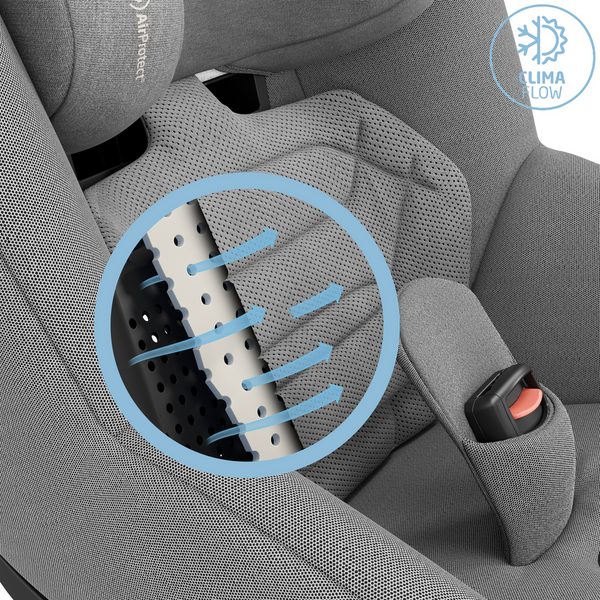 Cadeira auto MAXI-COSI Pearl 360 Pro i-Size com tecnologia SlideTech®, rotação de 360°, proteção lateral G-CELL, ventilação ClimaFlow e tecidos reciclados para crianças dos 61 aos 105 cm. Authentic Grey
