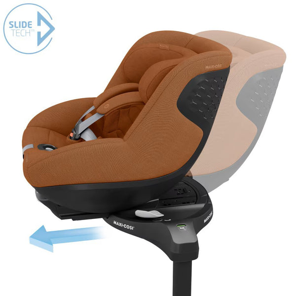 Cadeira auto MAXI-COSI Pearl 360 Pro i-Size com tecnologia SlideTech®, rotação de 360°, proteção lateral G-CELL, ventilação ClimaFlow e tecidos reciclados para crianças dos 61 aos 105 cm. Authentic Terra