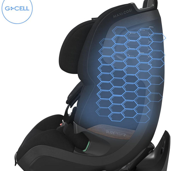 Cadeira auto MAXI-COSI Pearl XL Slide Pro dos 61 aos 150 cm com SLIDETECH®2, rotação 360°, proteção G-CELL e AirProtect e Base FamilyFix Slide Pro. Authentic Black