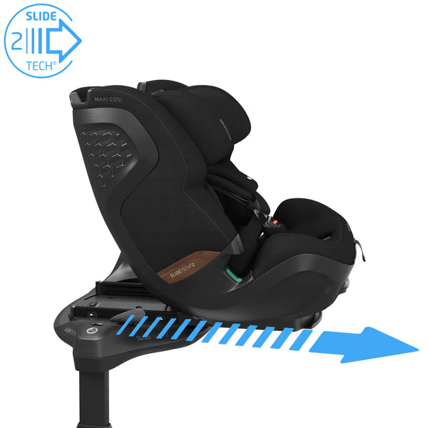 Cadeira auto MAXI-COSI Pearl XL Slide Pro dos 61 aos 150 cm com SLIDETECH®2, rotação 360°, proteção G-CELL e AirProtect e Base FamilyFix Slide Pro. Authentic Black