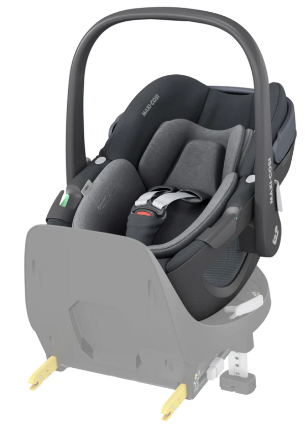 Cadeira auto MAXI-COSI Pebble 360 i-Size com rotação de 360°, redutor para recém-nascidos, proteção reforçada contra impactos laterais e compatível com Base FamilyFix 360 para bebés dos 40 aos 83 cm. Essential Graphite
