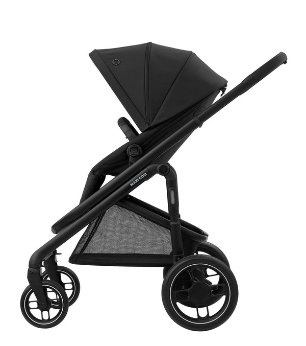 MAXI-COSI PLAZA +, carrinho de bebé com alcofa incluída, assento almofadado, estrutura leve, compatível com cadeiras auto Maxi-Cosi Grupo 0+ e utilização desde o nascimento até aos 22 kg. Black