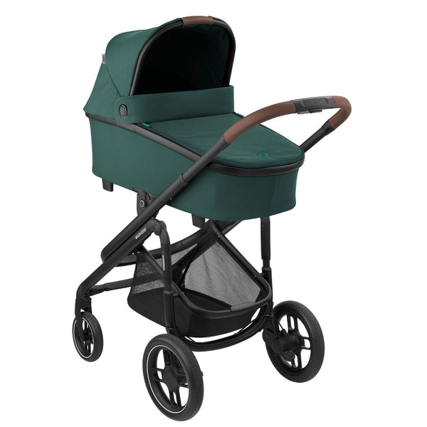 MAXI-COSI PLAZA +, carrinho de bebé com alcofa incluída, assento almofadado, estrutura leve, compatível com cadeiras auto Maxi-Cosi Grupo 0+ e utilização desde o nascimento até aos 22 kg. Green