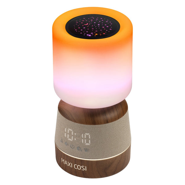 Maxi-Cosi Soothe Pro projetor de céu estrelado para bebé com luz noturna ajustável, despertador digital, Bluetooth e controlo através da aplicação Connected Home.