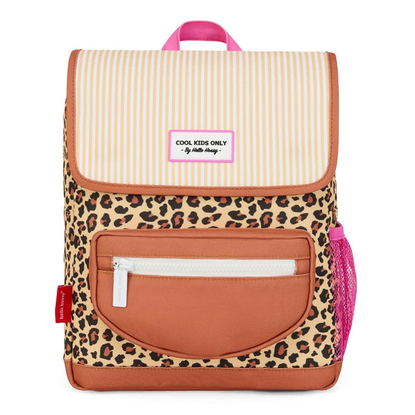 Mochila Grande Quadrada Hello Hossy em poliéster reciclado, impermeável, com interior acolchoado, formato para dossiers A4, bolso para garrafa de água e capacidade de 15 L para crianças a partir dos 6 anos cor leopard