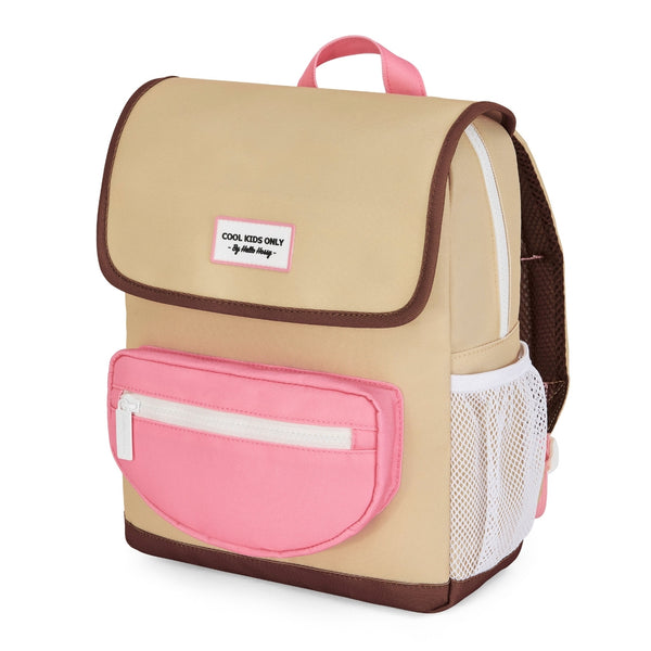 Mochila Grande Quadrada Hello Hossy em poliéster reciclado, impermeável, com interior acolchoado, formato para dossiers A4, bolso para garrafa de água e capacidade de 15 L para crianças a partir dos 6 anos cor mini macaroon