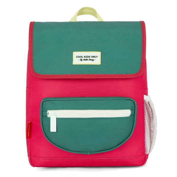 Mochila Grande Quadrada Hello Hossy em poliéster reciclado, impermeável, com interior acolchoado, formato para dossiers A4, bolso para garrafa de água e capacidade de 15 L para crianças a partir dos 6 anos cor mini pasteque