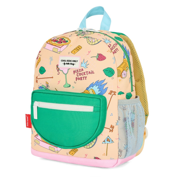Mochila Grande Redonda Hello Hossy em poliéster reciclado, impermeável, com capacidade de 15 litros, compatível com dossiers A4, alças acolchoadas e bolso para garrafa de água para crianças a partir dos 6 anos cocktail party
