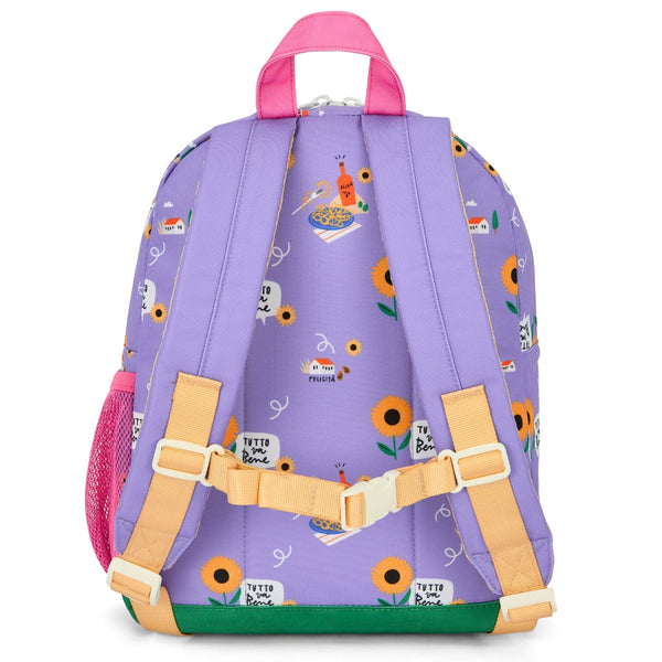 Mochila Grande Redonda Hello Hossy em poliéster reciclado, impermeável, com capacidade de 15 litros, compatível com dossiers A4, alças acolchoadas e bolso para garrafa de água para crianças a partir dos 6 anos sunflower