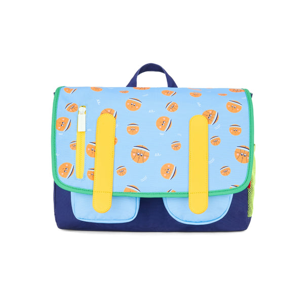 Mochila Horizontal Pequena Hello Hossy em poliéster reciclado, impermeável, com formato A4, fecho magnético, bolsos organizadores e alças acolchoadas ajustáveis para crianças dos 2 aos 5 anos. Bball Crew