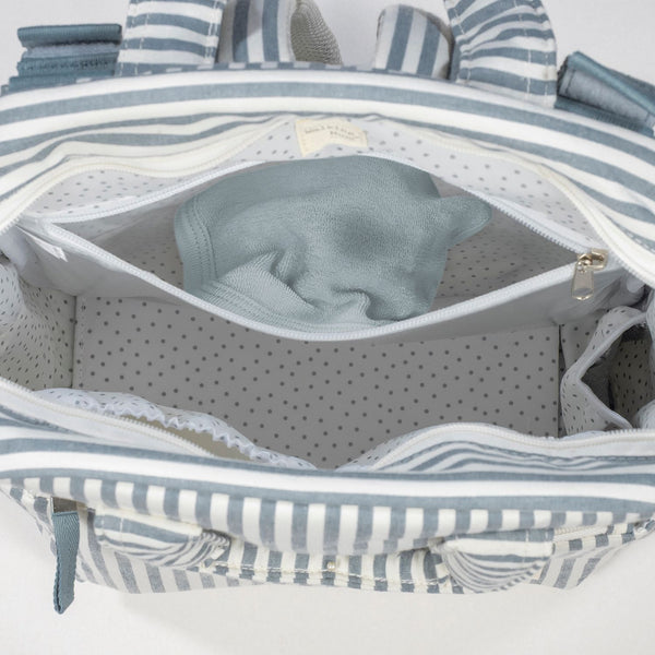 Mochila de maternidade da walking mum modelo praline strips na cor matcha - verde