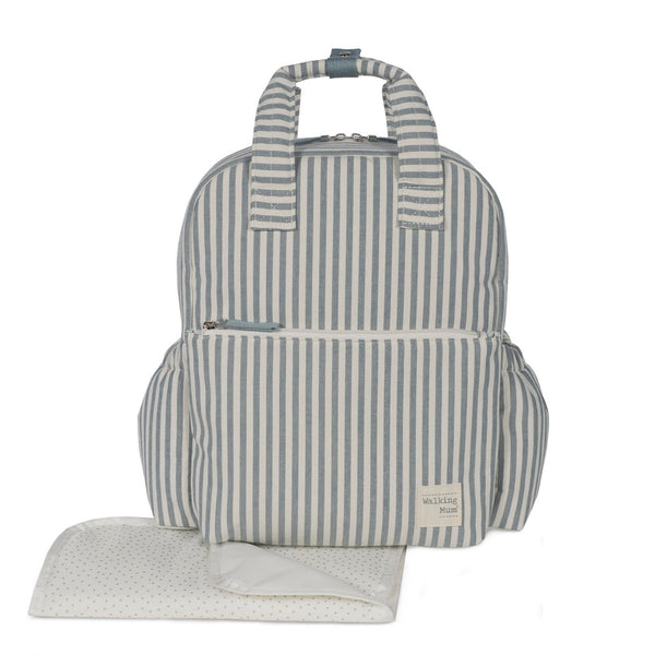 Mochila de maternidade da walking mum modelo praline strips na cor matcha - verde
