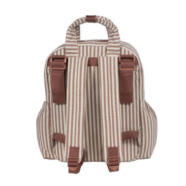 Mochila de maternidade da walking mum modelo praline strips na cor moka - vermelho