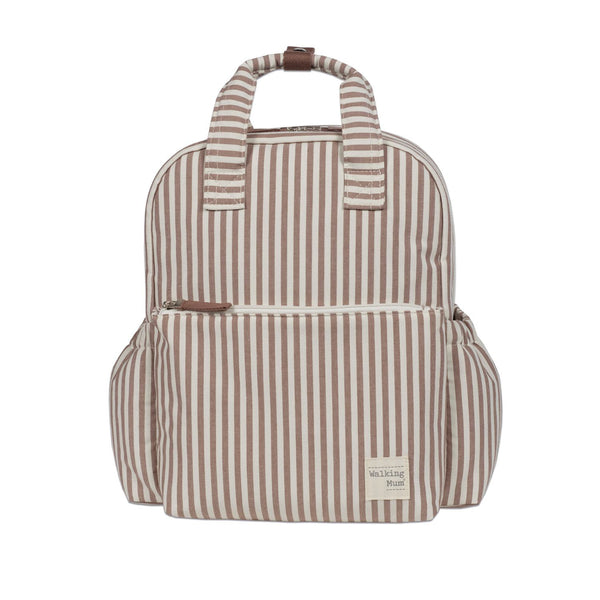 Mochila de maternidade da walking mum modelo praline strips na cor moka - vermelho