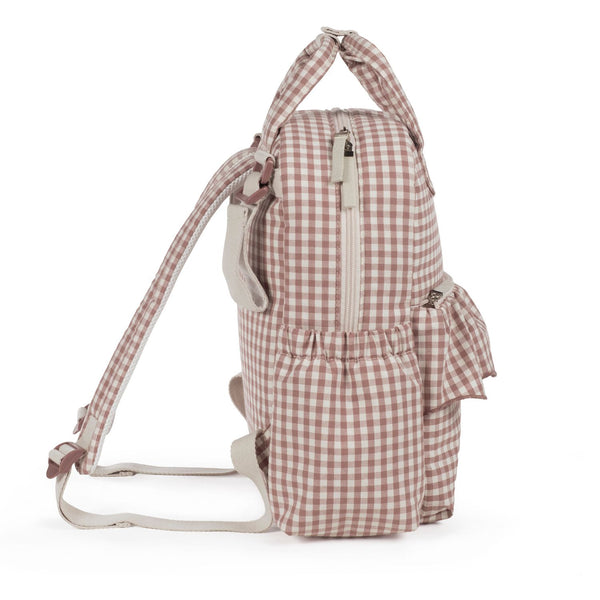 Mochila de maternidade da Walking Mum modelo praline Vichy na cor moka - vermelho