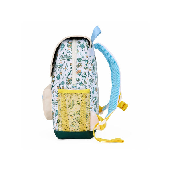 Mochila Pequena Quadrada Hello Hossy em poliéster reciclado, impermeável, com compartimento para cadernos A4, bolso para garrafa de água, alças acolchoadas e capacidade de 7,3 L para crianças dos 2 aos 5 anos. Japan