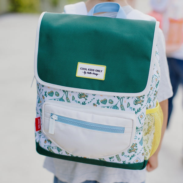 Mochila Pequena Quadrada Hello Hossy em poliéster reciclado, impermeável, com compartimento para cadernos A4, bolso para garrafa de água, alças acolchoadas e capacidade de 7,3 L para crianças dos 2 aos 5 anos. Japan