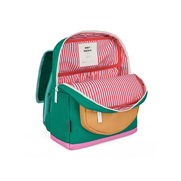 Mochila Pequena Quadrada Hello Hossy em poliéster reciclado, impermeável, com compartimento para cadernos A4, bolso para garrafa de água, alças acolchoadas e capacidade de 7,3 L para crianças dos 2 aos 5 anos. Mini Ali