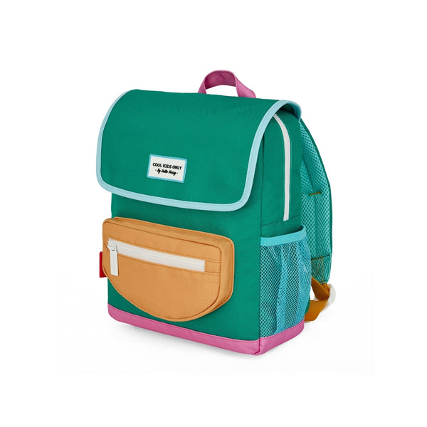 Mochila Pequena Quadrada Hello Hossy em poliéster reciclado, impermeável, com compartimento para cadernos A4, bolso para garrafa de água, alças acolchoadas e capacidade de 7,3 L para crianças dos 2 aos 5 anos. Mini Ali