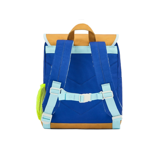 Mochila Pequena Quadrada Hello Hossy em poliéster reciclado, impermeável, com compartimento para cadernos A4, bolso para garrafa de água, alças acolchoadas e capacidade de 7,3 L para crianças dos 2 aos 5 anos. Mini Blue Canyon