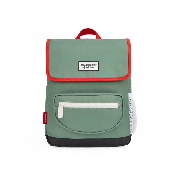 Mochila Pequena Quadrada Hello Hossy em poliéster reciclado, impermeável, com compartimento para cadernos A4, bolso para garrafa de água, alças acolchoadas e capacidade de 7,3 L para crianças dos 2 aos 5 anos. Mini Forest