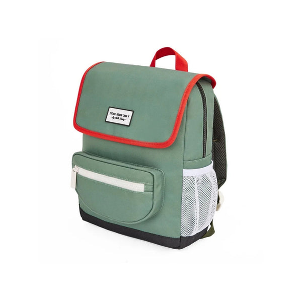 Mochila Pequena Quadrada Hello Hossy em poliéster reciclado, impermeável, com compartimento para cadernos A4, bolso para garrafa de água, alças acolchoadas e capacidade de 7,3 L para crianças dos 2 aos 5 anos. Mini Forest