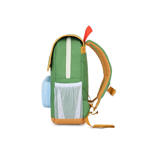 Mochila Pequena Quadrada Hello Hossy em poliéster reciclado, impermeável, com compartimento para cadernos A4, bolso para garrafa de água, alças acolchoadas e capacidade de 7,3 L para crianças dos 2 aos 5 anos. Mini Green Lake