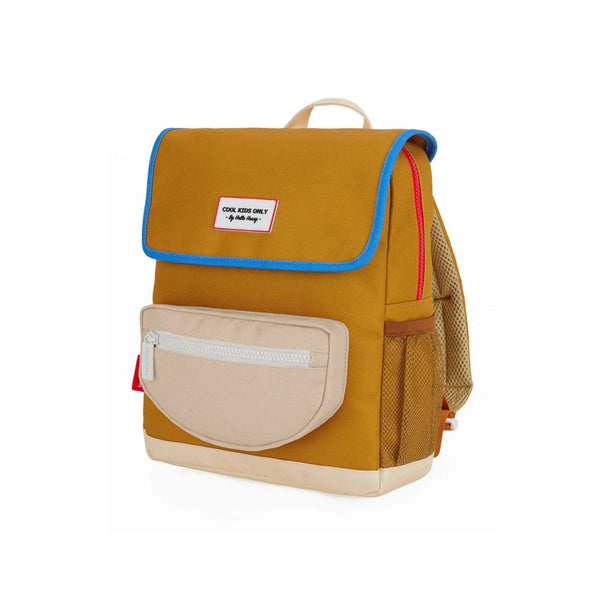 Mochila Pequena Quadrada Hello Hossy em poliéster reciclado, impermeável, com compartimento para cadernos A4, bolso para garrafa de água, alças acolchoadas e capacidade de 7,3 L para crianças dos 2 aos 5 anos. Mini Honey
