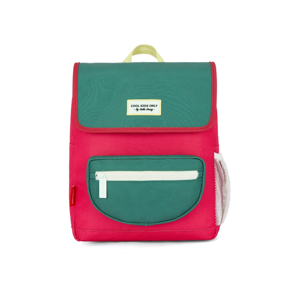 Mochila Pequena Quadrada Hello Hossy em poliéster reciclado, impermeável, com compartimento para cadernos A4, bolso para garrafa de água, alças acolchoadas e capacidade de 7,3 L para crianças dos 2 aos 5 anos. Mini Pasteque