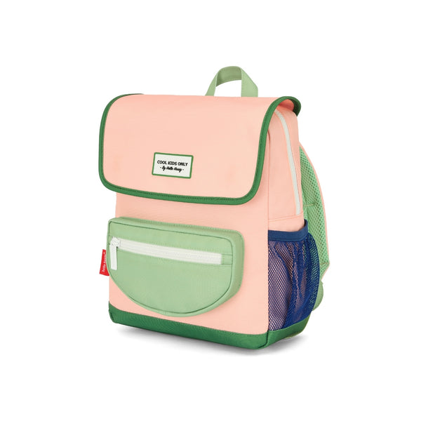 Mochila Pequena Quadrada Hello Hossy em poliéster reciclado, impermeável, com compartimento para cadernos A4, bolso para garrafa de água, alças acolchoadas e capacidade de 7,3 L para crianças dos 2 aos 5 anos. Mini Smoothie