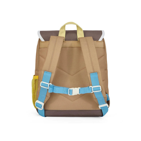 Mochila Pequena Quadrada Hello Hossy em poliéster reciclado, impermeável, com compartimento para cadernos A4, bolso para garrafa de água, alças acolchoadas e capacidade de 7,3 L para crianças dos 2 aos 5 anos. Mini Walnut