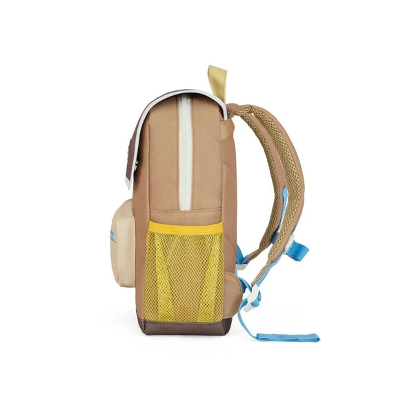 Mochila Pequena Quadrada Hello Hossy em poliéster reciclado, impermeável, com compartimento para cadernos A4, bolso para garrafa de água, alças acolchoadas e capacidade de 7,3 L para crianças dos 2 aos 5 anos. Mini Walnut