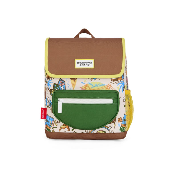 Mochila Pequena Quadrada Hello Hossy em poliéster reciclado, impermeável, com compartimento para cadernos A4, bolso para garrafa de água, alças acolchoadas e capacidade de 7,3 L para crianças dos 2 aos 5 anos. San Francisco